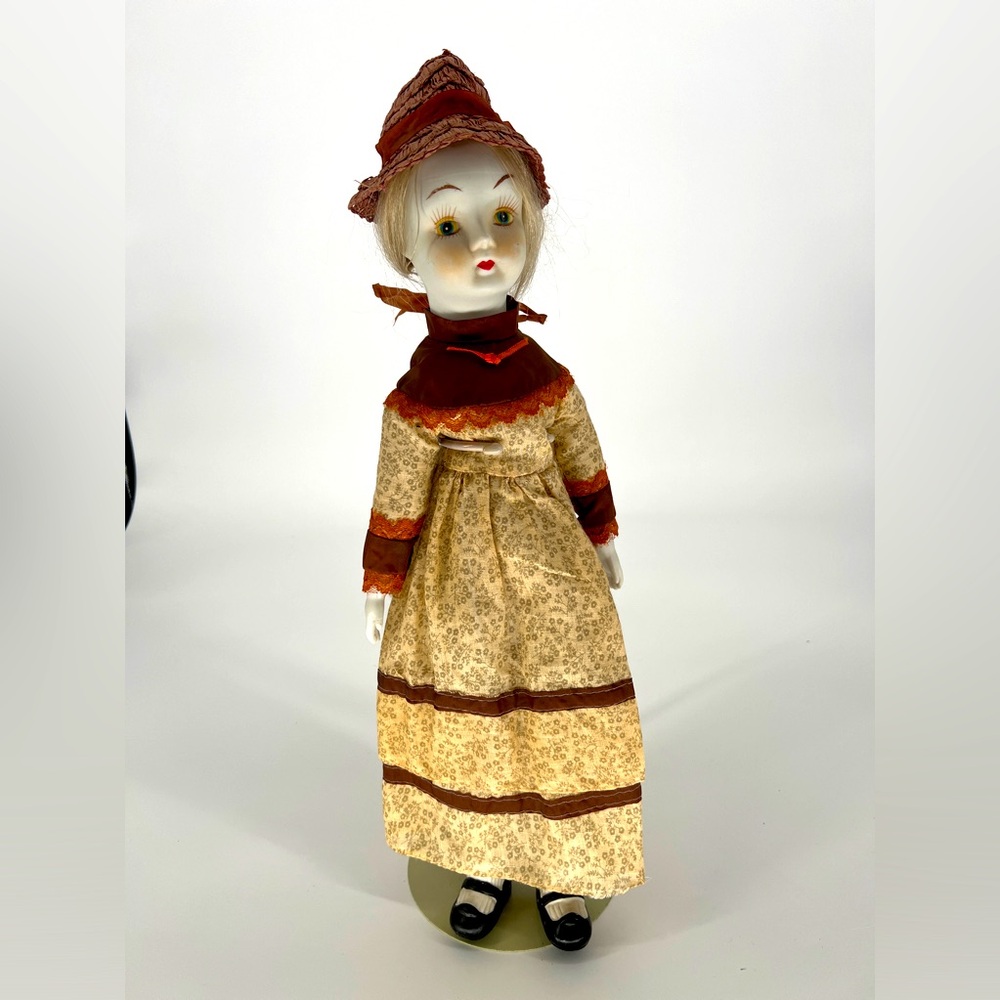 Vintage Bisque Porcelain Doll Walda With Hat - 1970’s